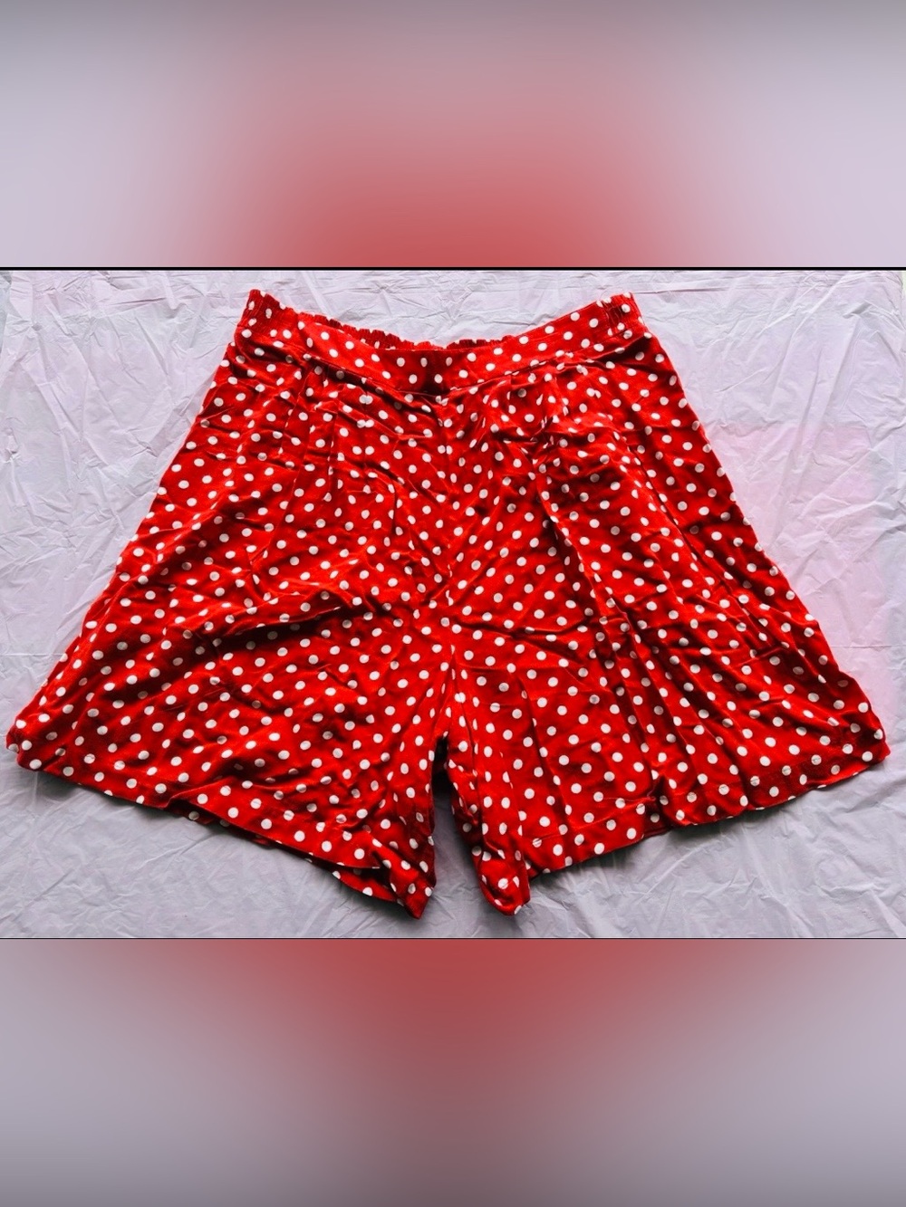 Sag Harbor Vintage Women’s Shorts Retro 80s Red Polka Dot Pinup High Waist Sz M